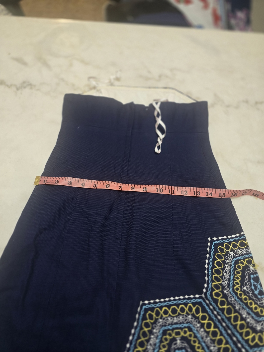 Lilly Pulitzer Navy Strapless Mini Dress with Teal Embroidery - Picture 5 of 9